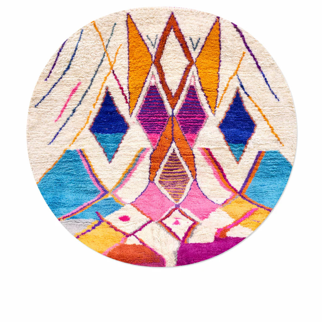 Colorful Round Moroccan Rug | Handmade Berber Wool Shag Rug - berber rug weavers