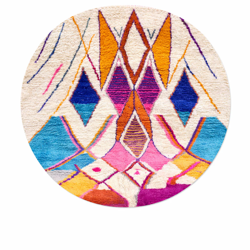 Colorful Round Moroccan Rug | Handmade Berber Wool Shag Rug - berber rug weavers