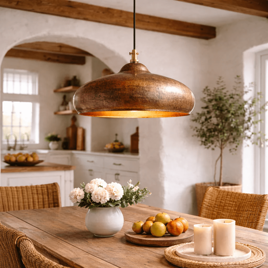 Handmade Hammered Copper Pendant Light | Rustic Moroccan Ceiling Lamp - berber rug weavers