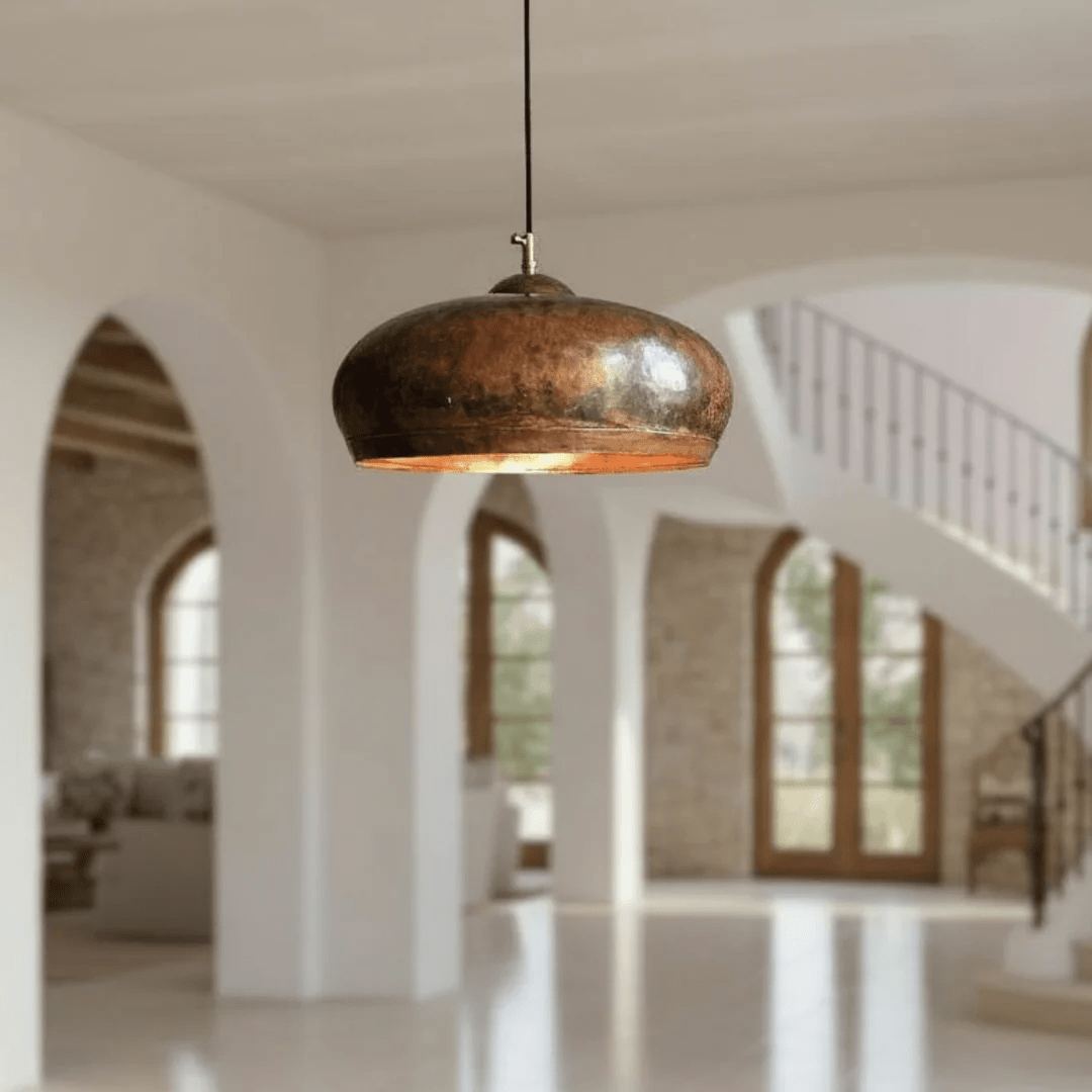 Handmade Hammered Copper Pendant Light | Rustic Moroccan Ceiling Lamp - berber rug weavers