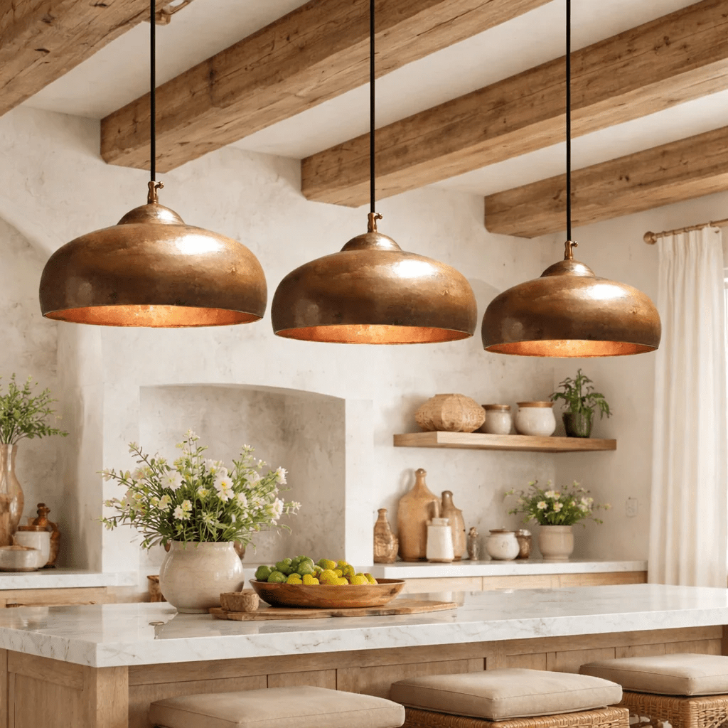 Handmade Hammered Copper Pendant Light | Rustic Moroccan Ceiling Lamp - berber rug weavers