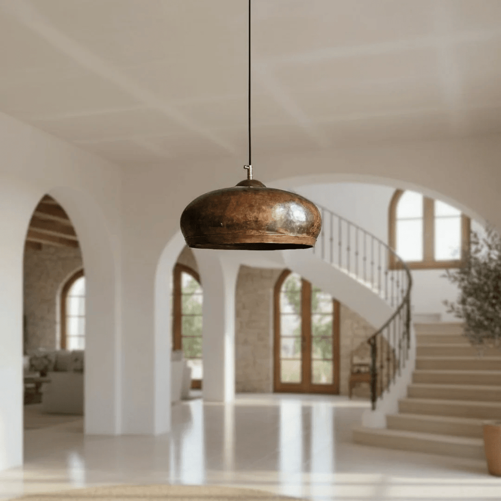 Handmade Hammered Copper Pendant Light | Rustic Moroccan Ceiling Lamp - berber rug weavers