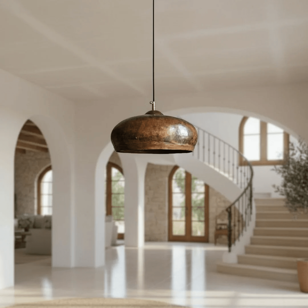 Handmade Hammered Copper Pendant Light | Rustic Moroccan Ceiling Lamp - berber rug weavers