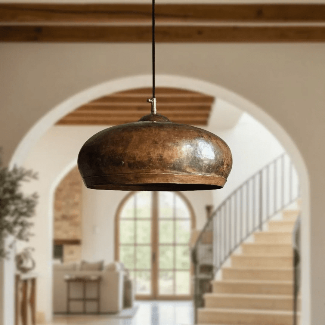 Handmade Hammered Copper Pendant Light | Rustic Moroccan Ceiling Lamp - berber rug weavers
