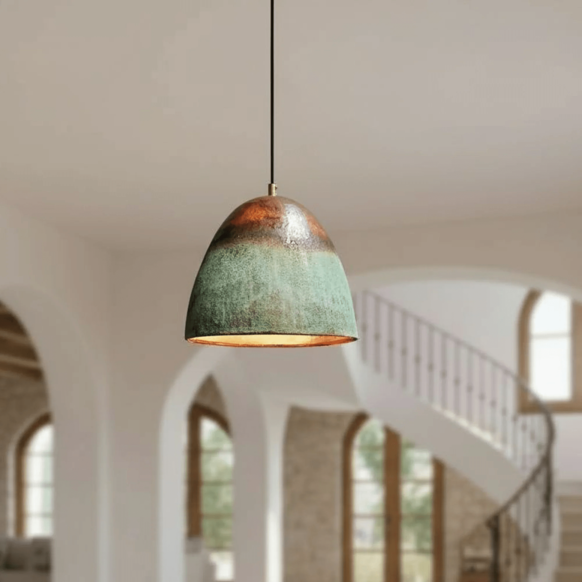 Handmade Rustic Green Copper Pendant Light – Modern Moroccan Hanging Ceiling Lamp - berber rug weavers