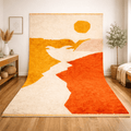 Handmade Sunset Moroccan Wool Rug – Modern Abstract Landscape Berber Area Rug – Custom Size Available - berber rug weavers
