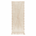 Luxury Moroccan Wool Runner Rug – Handmade Cream Berber Hallway Runner – Minimalist Geometric Carpet - berber rug weavers