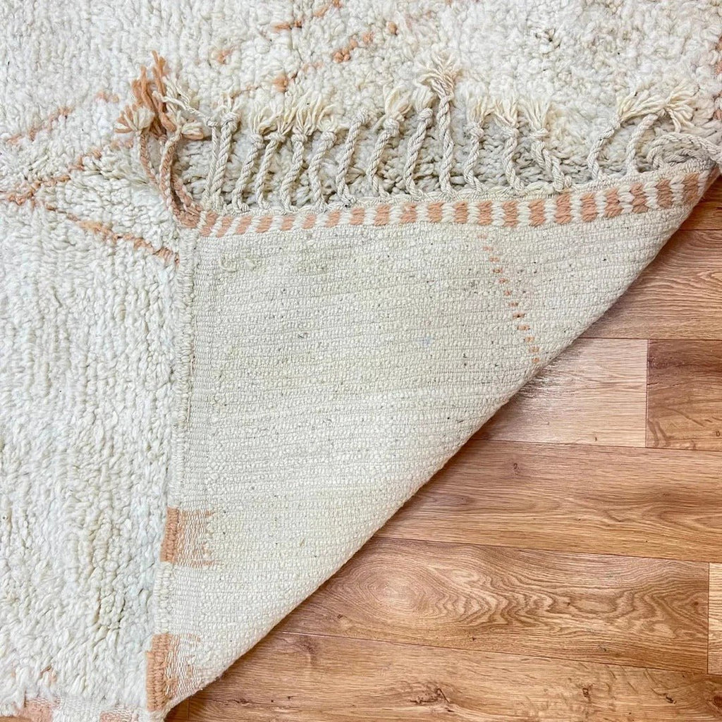 Luxury Moroccan Wool Runner Rug – Handmade Cream Berber Hallway Runner – Minimalist Geometric Carpet - berber rug weavers