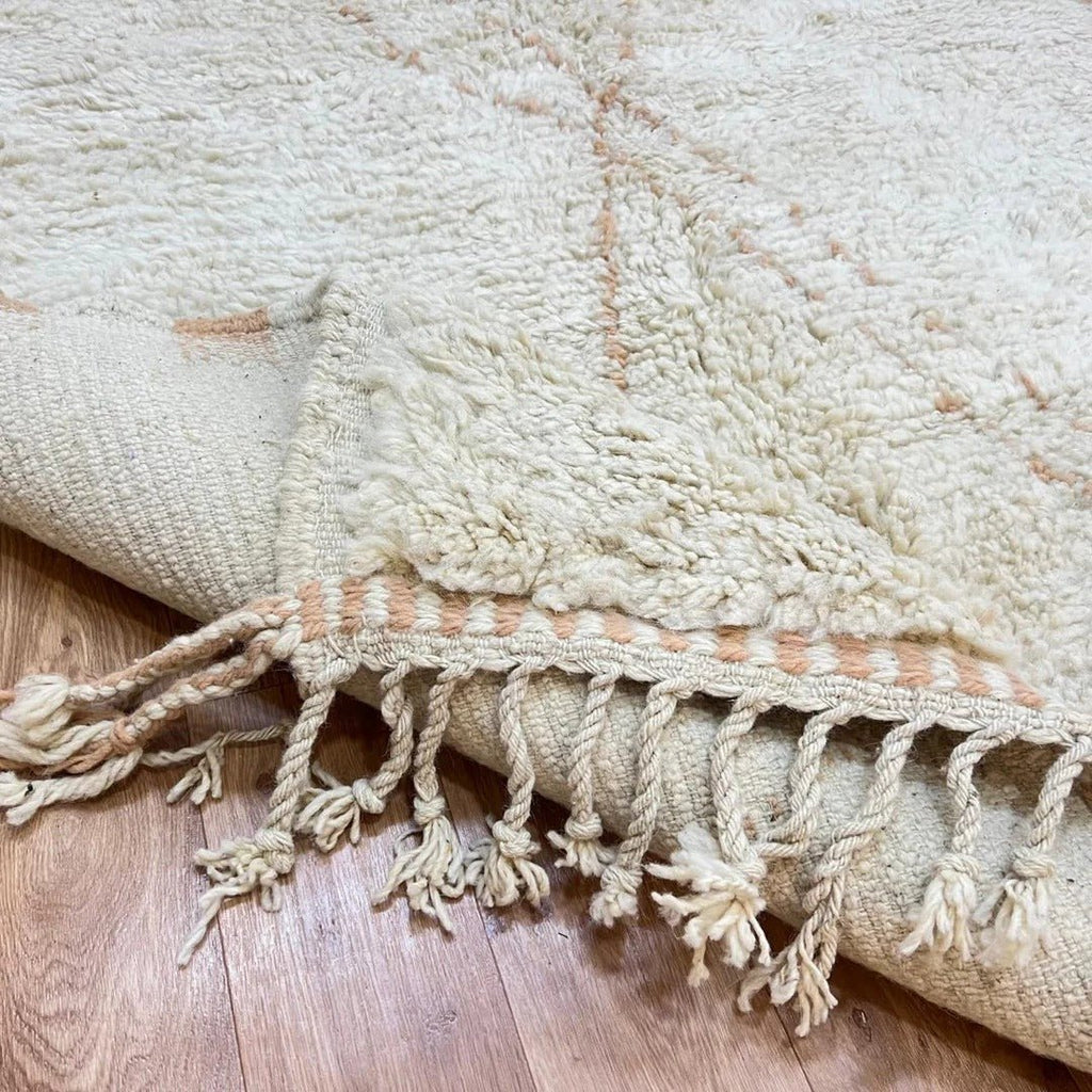 Luxury Moroccan Wool Runner Rug – Handmade Cream Berber Hallway Runner – Minimalist Geometric Carpet - berber rug weavers