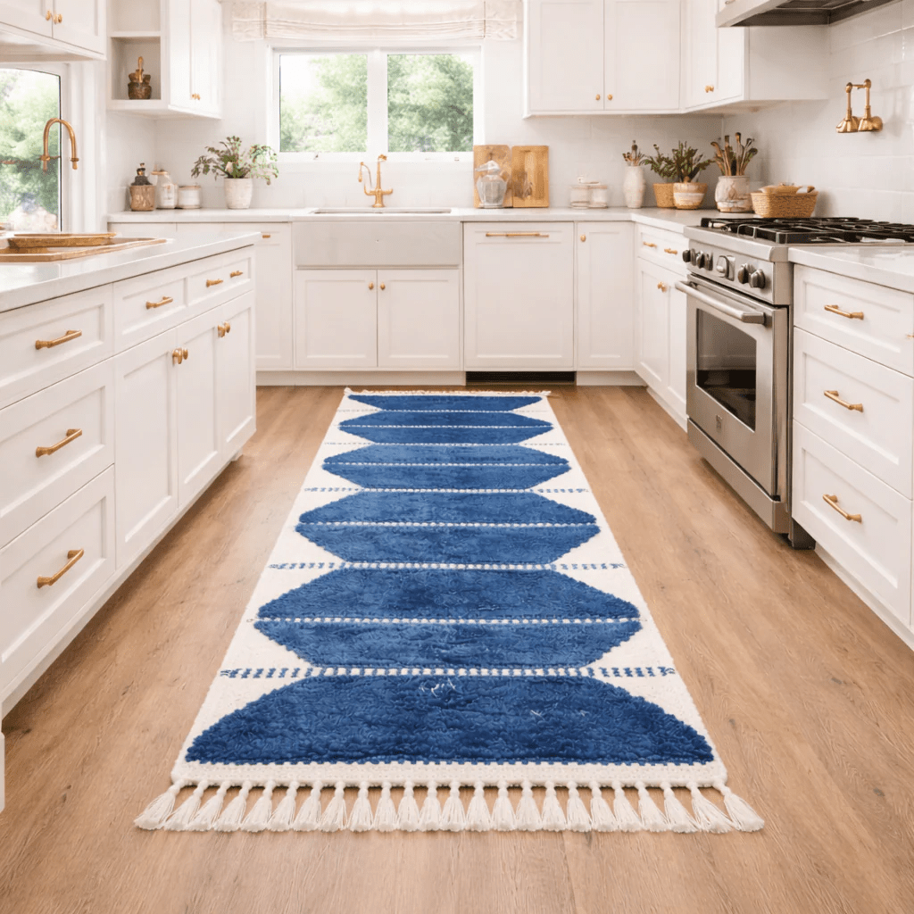Navy Blue Runner Rug | Handwoven Custom Moroccan Hallway Rug - berber rug weavers