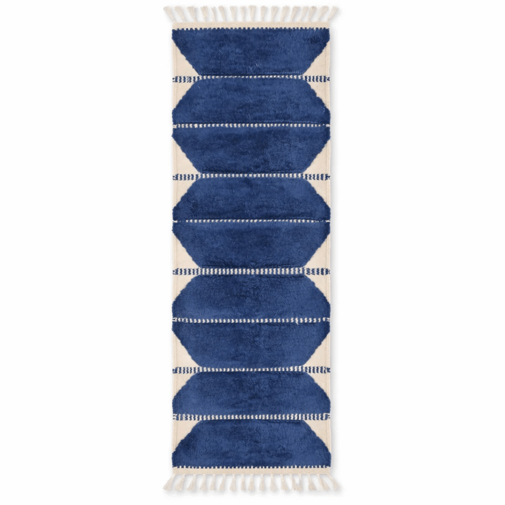 Navy Blue Runner Rug | Handwoven Custom Moroccan Hallway Rug - berber rug weavers